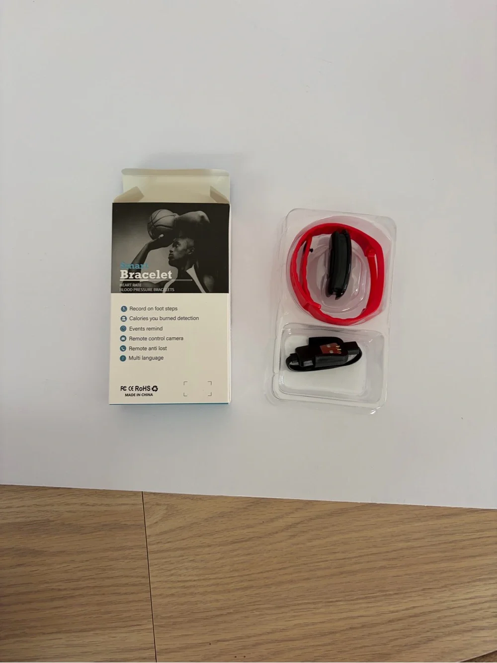 Smart Bracelet Fitness Tracker - Red